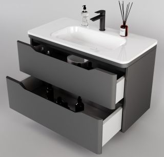 Тумба под раковину Style Line Марелла 90 Люкс Plus СС-00002415 серый матовый